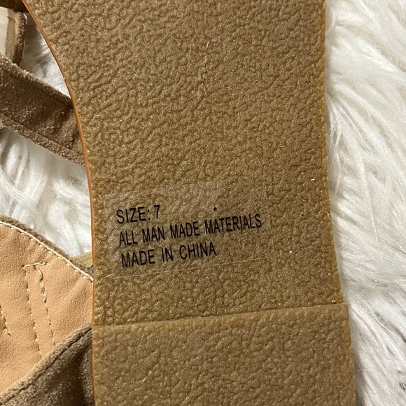 Qupid Shoes | Qupid Fringe/ tassel Ankle Strap Sandals| Color: Gold/Tan | Size 7 - Picture 2 of 5